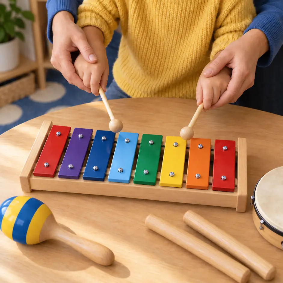 Child in a music class