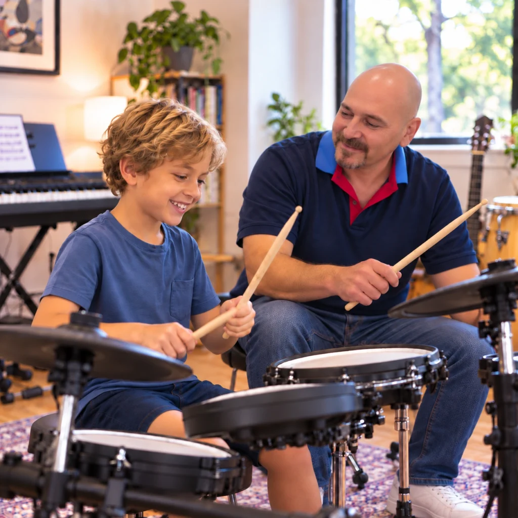 Ernesto and Student in Drum lesson.